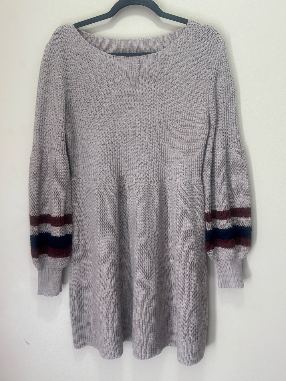 Knit Balloon-Sleeve Sweater Dress